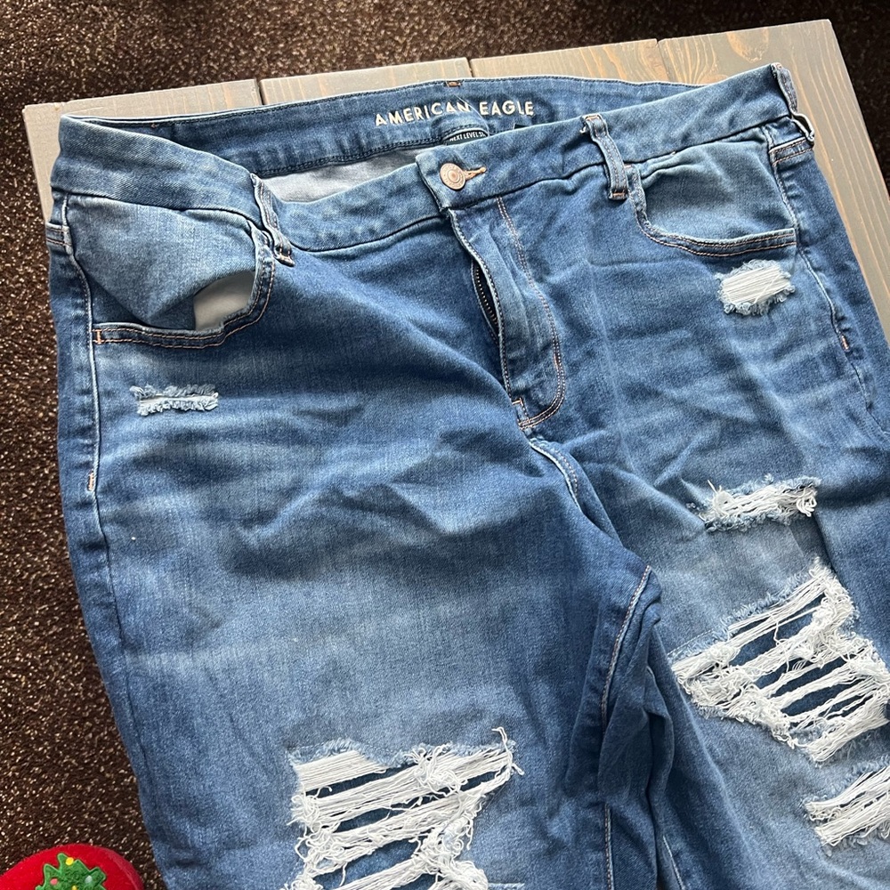 American Eagle Outfitters Women's Ripped Blue Boyfriend Jeans